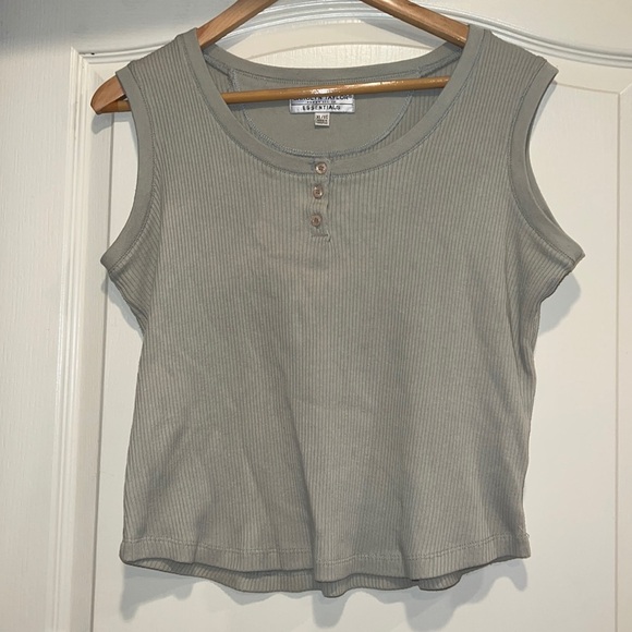 Vintage Sage Green Henley Tank - Picture 1 of 5
